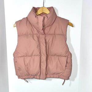Love Tree Blush Cropped Pink Puffer‎ Vest Large